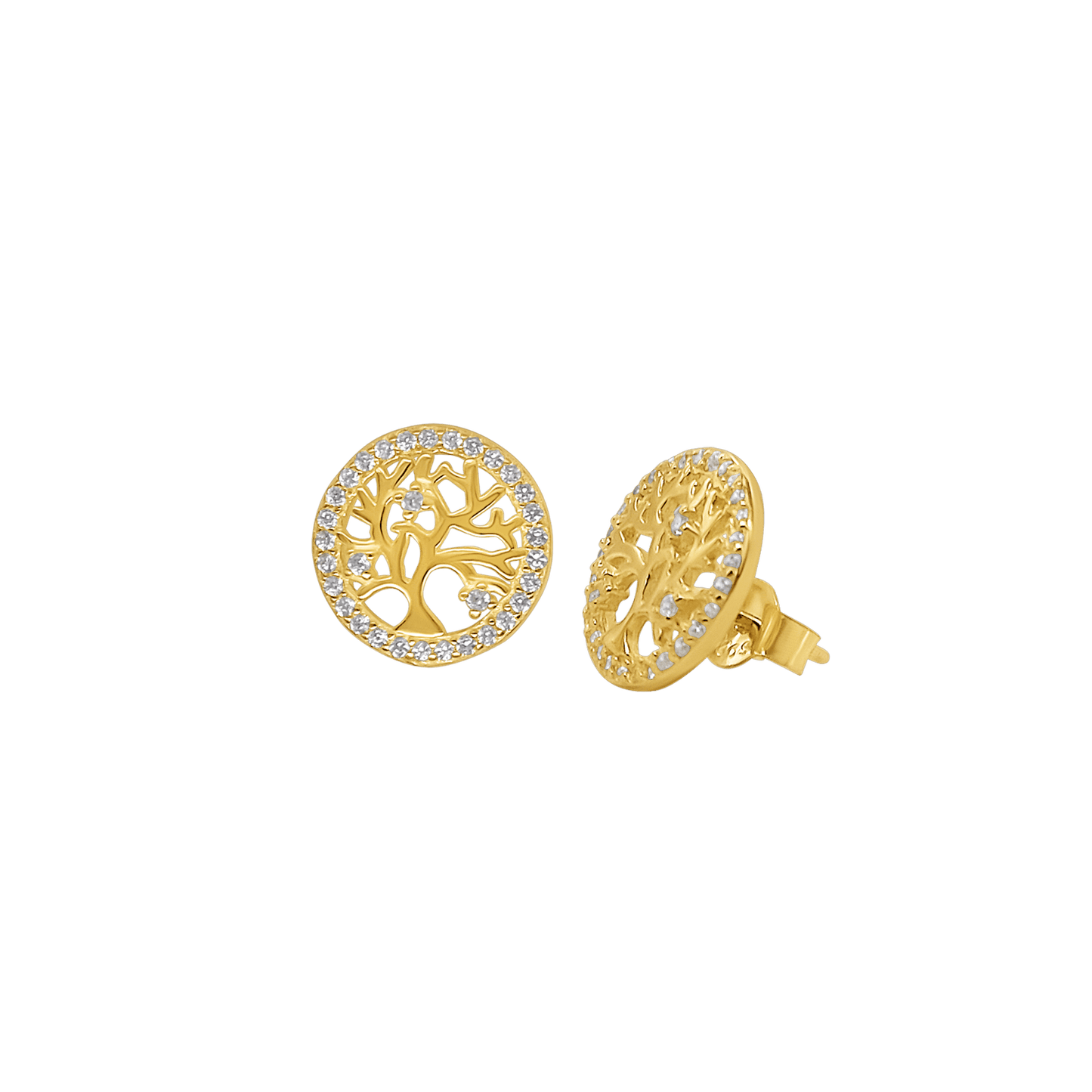 TREE OF LIFE - EARRINGS - VERMEIL ZILVER EN ZIRKONIA
