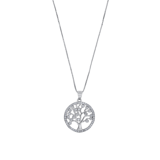 TREE OF LIFE KETTING - ZILVER - ZIRKONIA