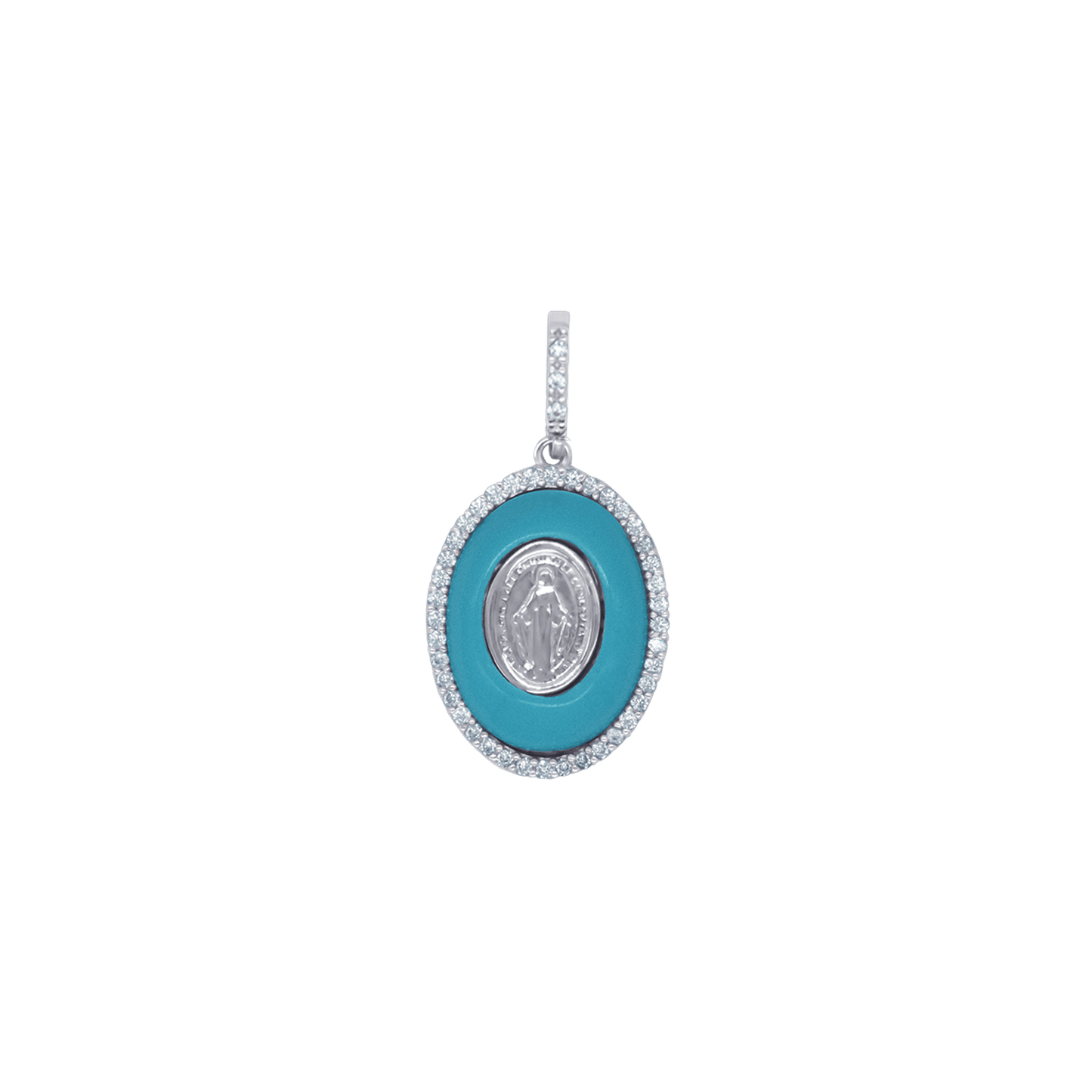 MIRACULOUS MEDAL PENDANT - SILVER AND ZIRCONIA
