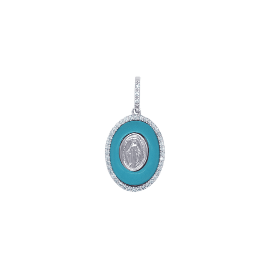 MIRACULOUS MEDAL PENDANT - SILVER AND ZIRCONIA