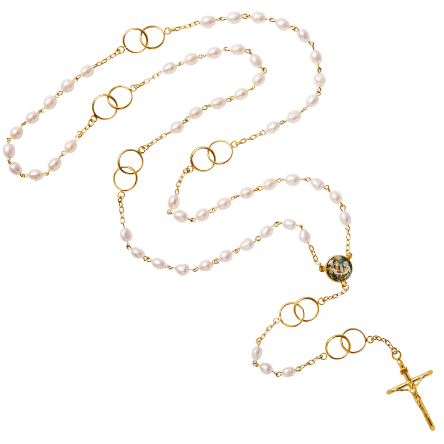 MARRIAGE - PEARL ROSARY - VERMEIL SILVER