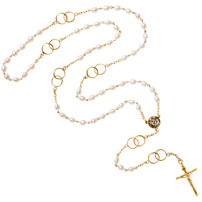 MARRIAGE - PEARL ROSARY - VERMEIL SILVER