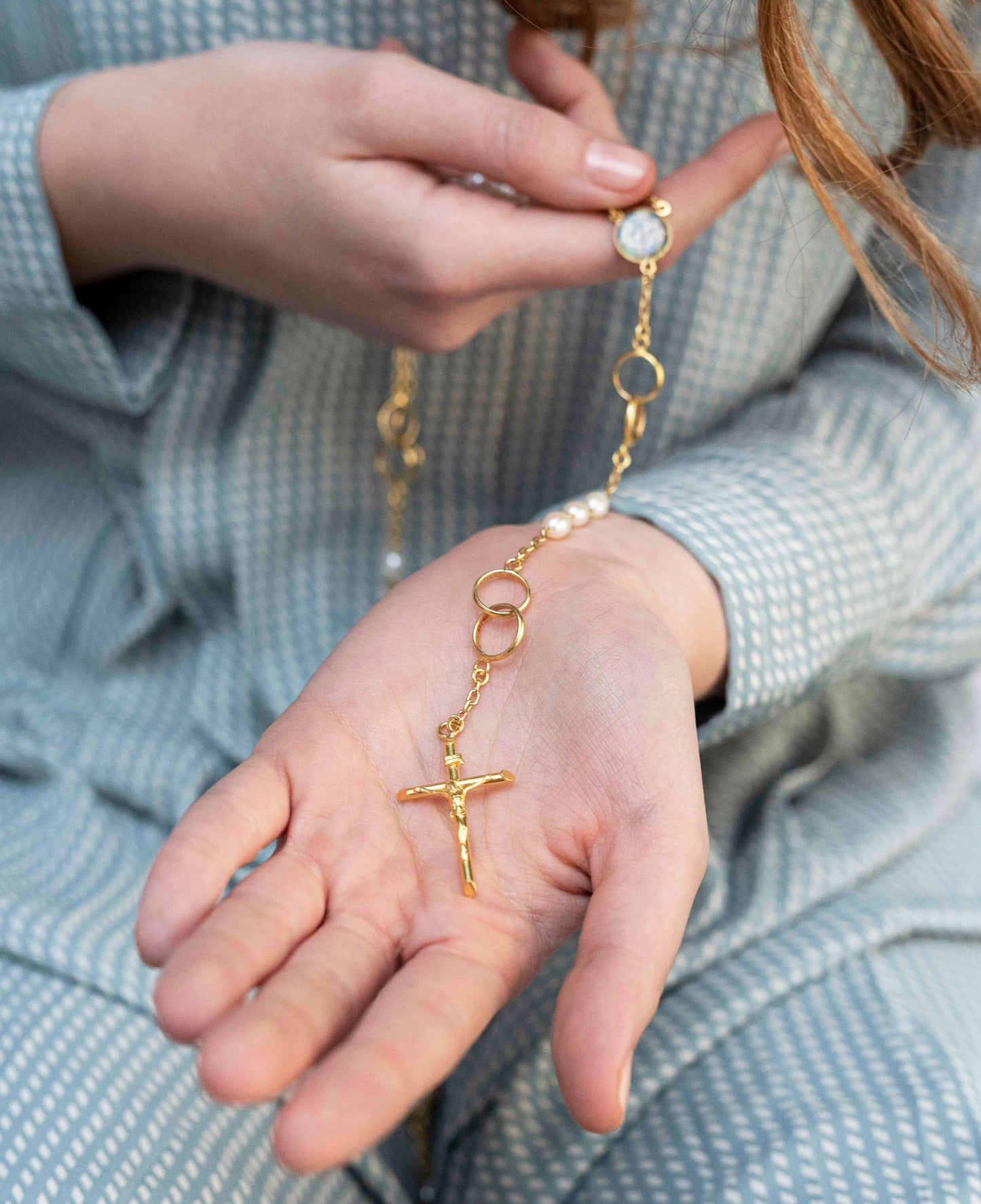 MARRIAGE - PEARL ROSARY - VERMEIL SILVER