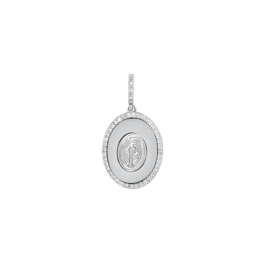 MIRACULOUS MEDAL PENDANT - SILVER AND ZIRCONIA