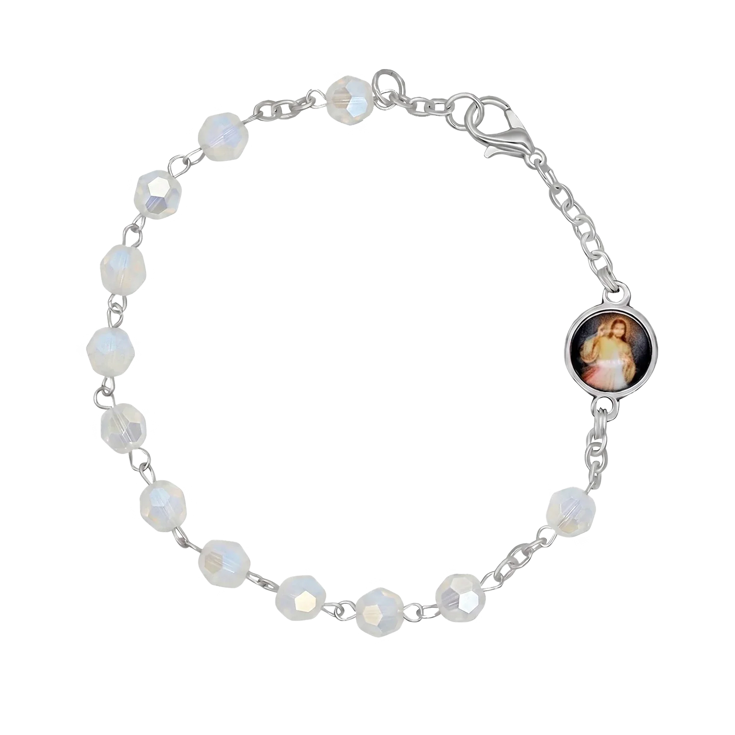 CRYSTAL ROSARY BRACELET - METAL