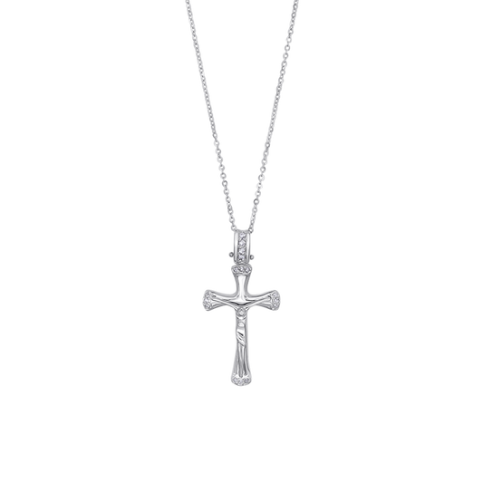DIAMOND KRUISBEELD - KETTING - WITGOUD