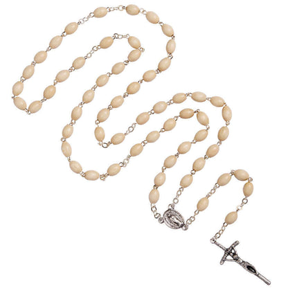 MAPLE WOOD BEADS ROSARY- METAL
