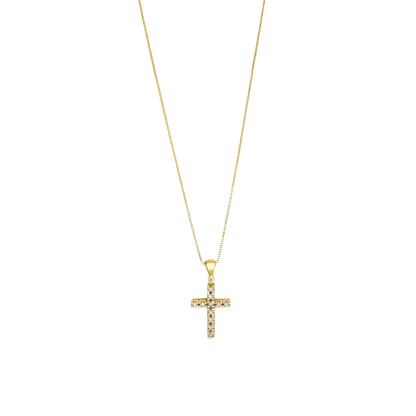 KRUIS DIAMOND KETTING - GOUD