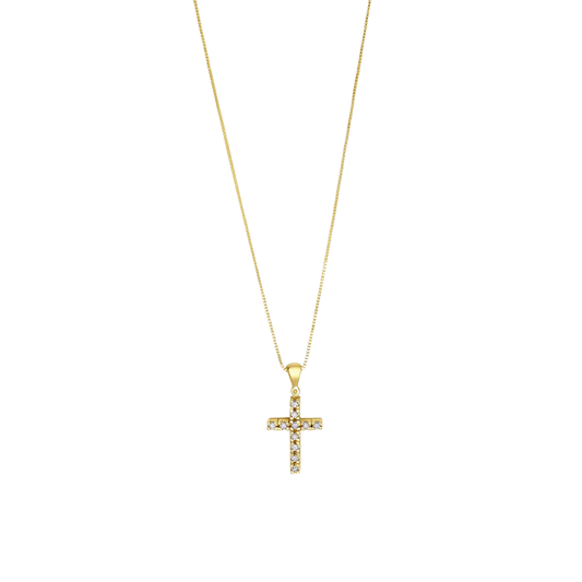KRUIS DIAMOND KETTING - GOUD