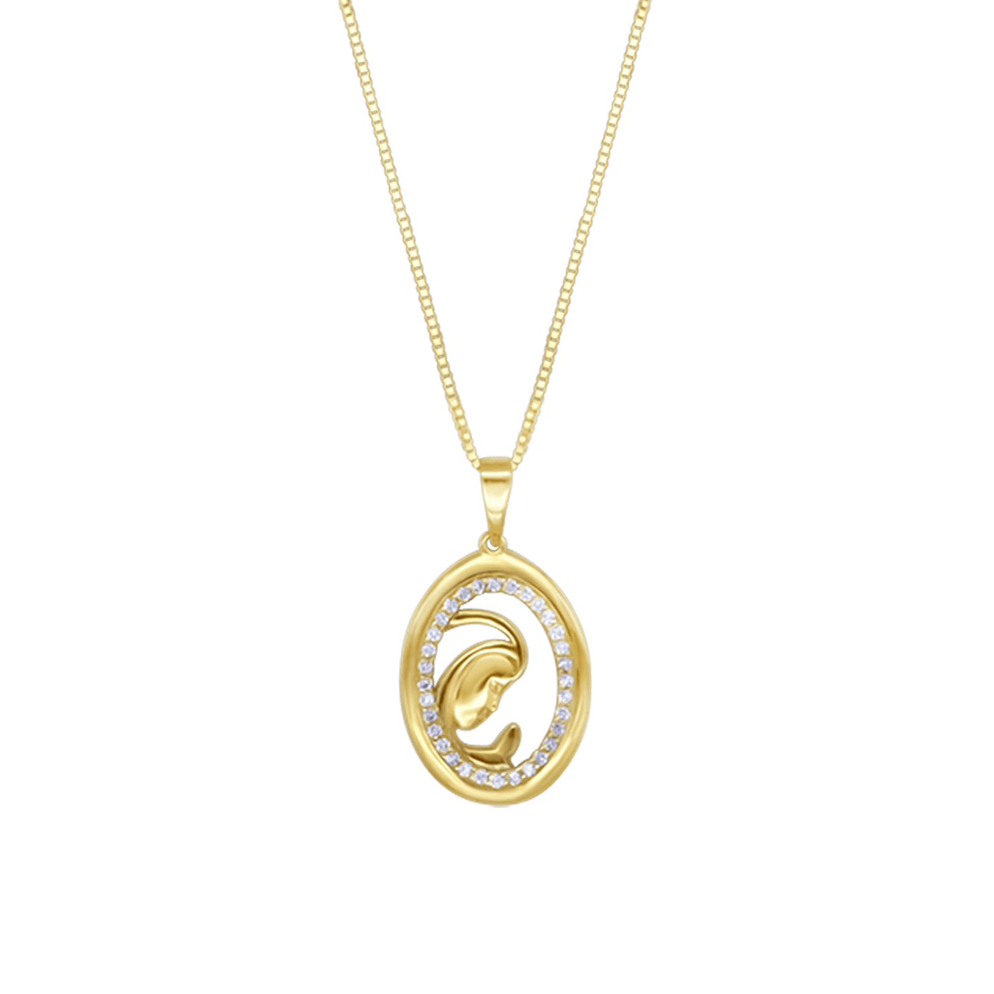VIRGIN MARY KETTING - GOUD EN DIAMANTEN