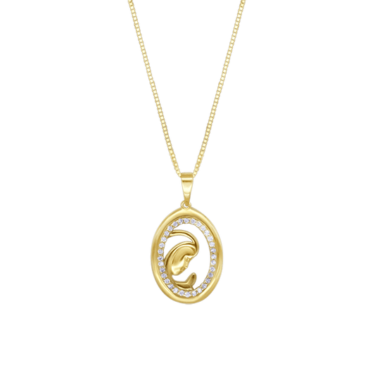 VIRGIN MARY NECKLACE - GOLD AND DIAMONDS