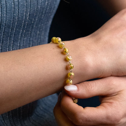 ROSARY BRACELET - YELLOW MURANO GLASS AND SILVER