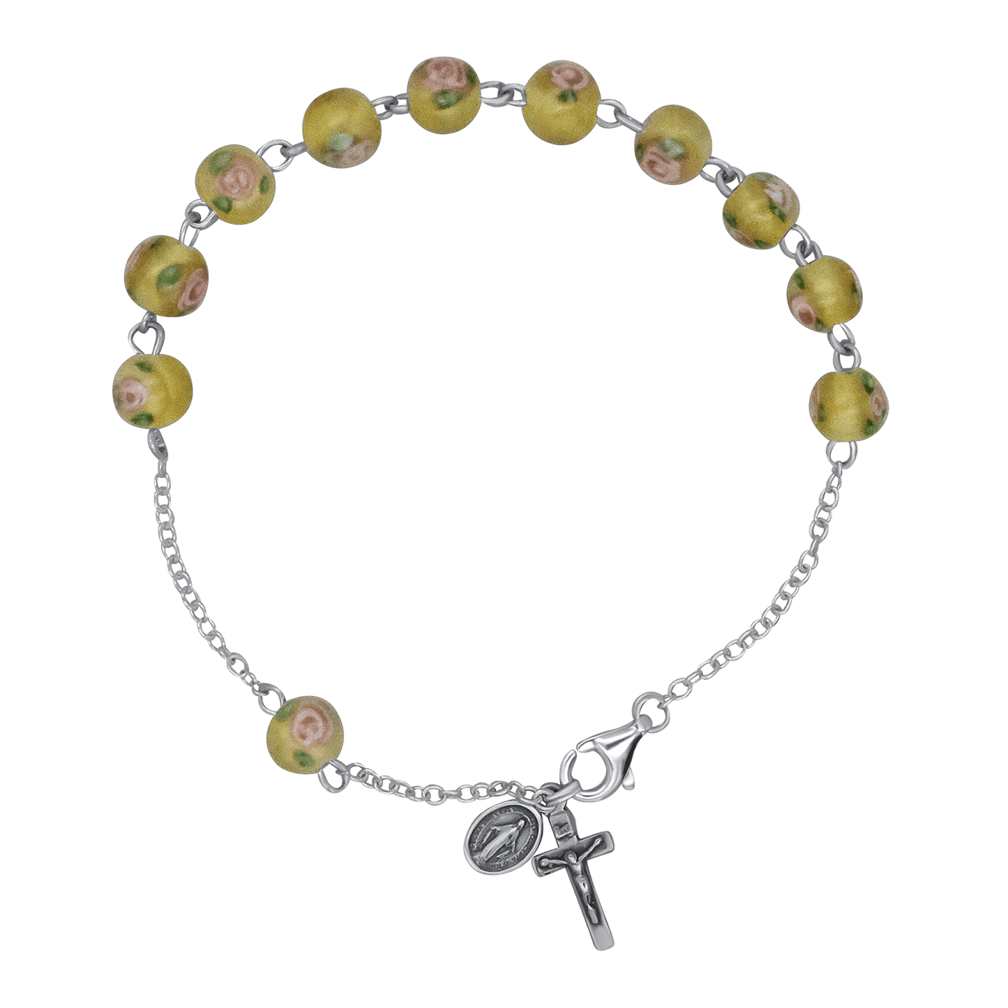 ROSARY BRACELET - YELLOW MURANO GLASS AND SILVER