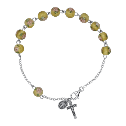 ROSARY BRACELET - YELLOW MURANO GLASS AND SILVER