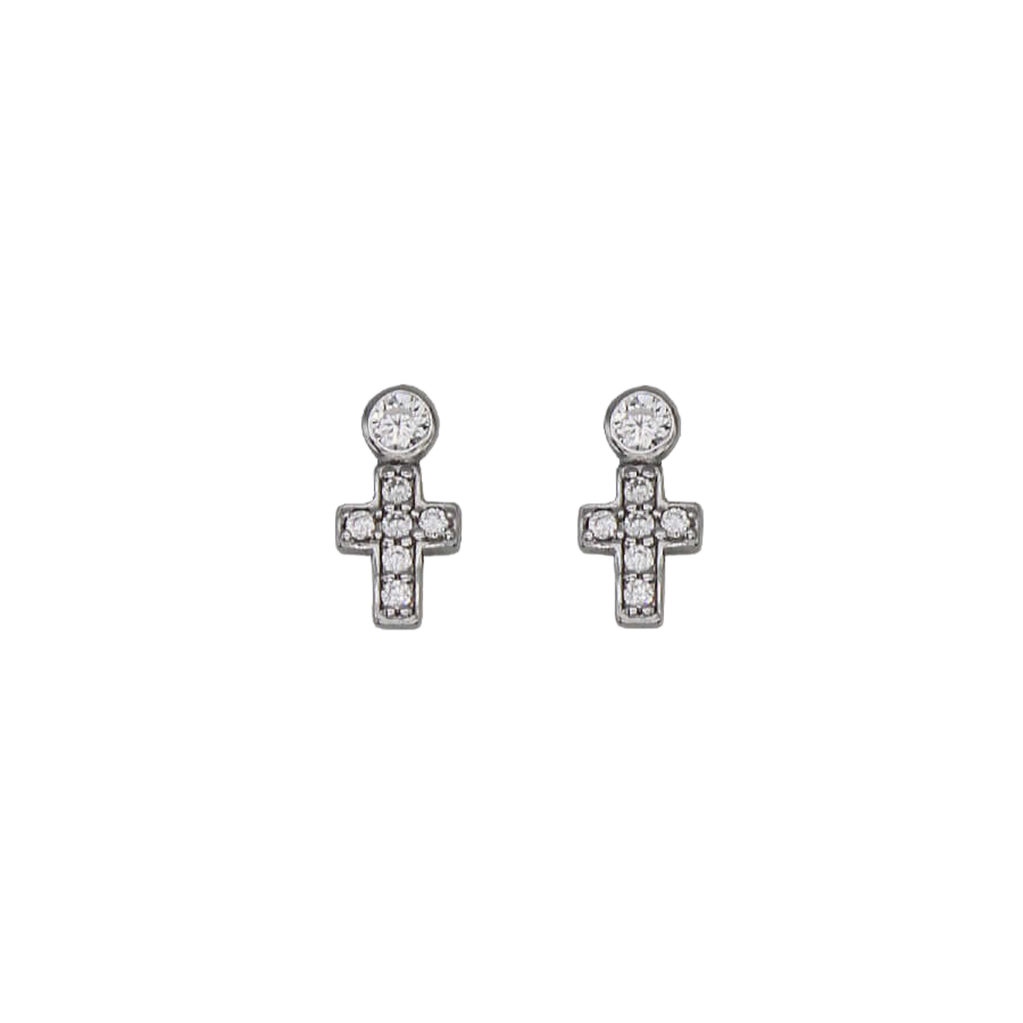 KRUIS EARRINGS - ZILVER EN ZIRKONIA