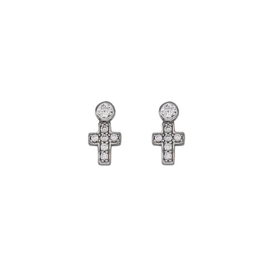 KRUIS EARRINGS - ZILVER EN ZIRKONIA