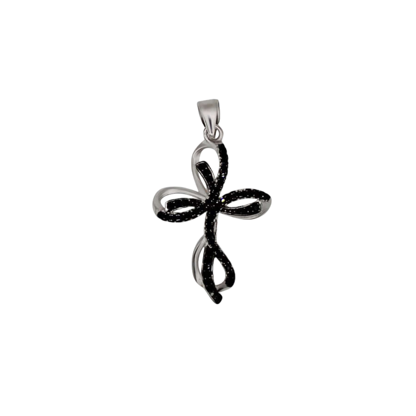 CROSS PENDANT - SILVER AND BLACK ZIRCONIA