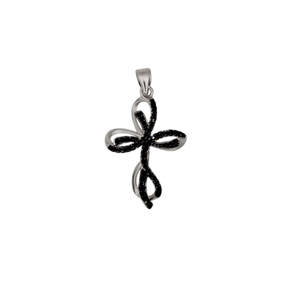 CROSS PENDANT - SILVER AND BLACK ZIRCONIA