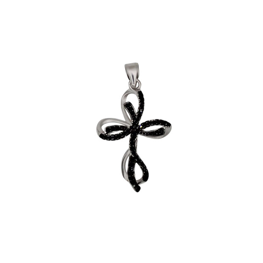 KRUIS HANGER - ZILVER EN BLACK ZIRKONIA