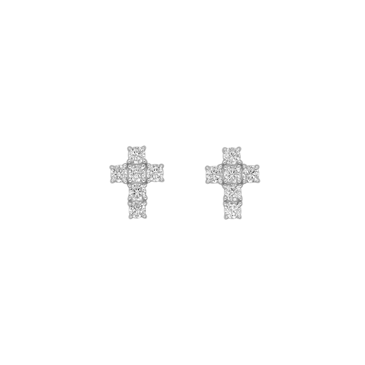 CROSS - EARRINGS - SILVER AND ZIRCONIA