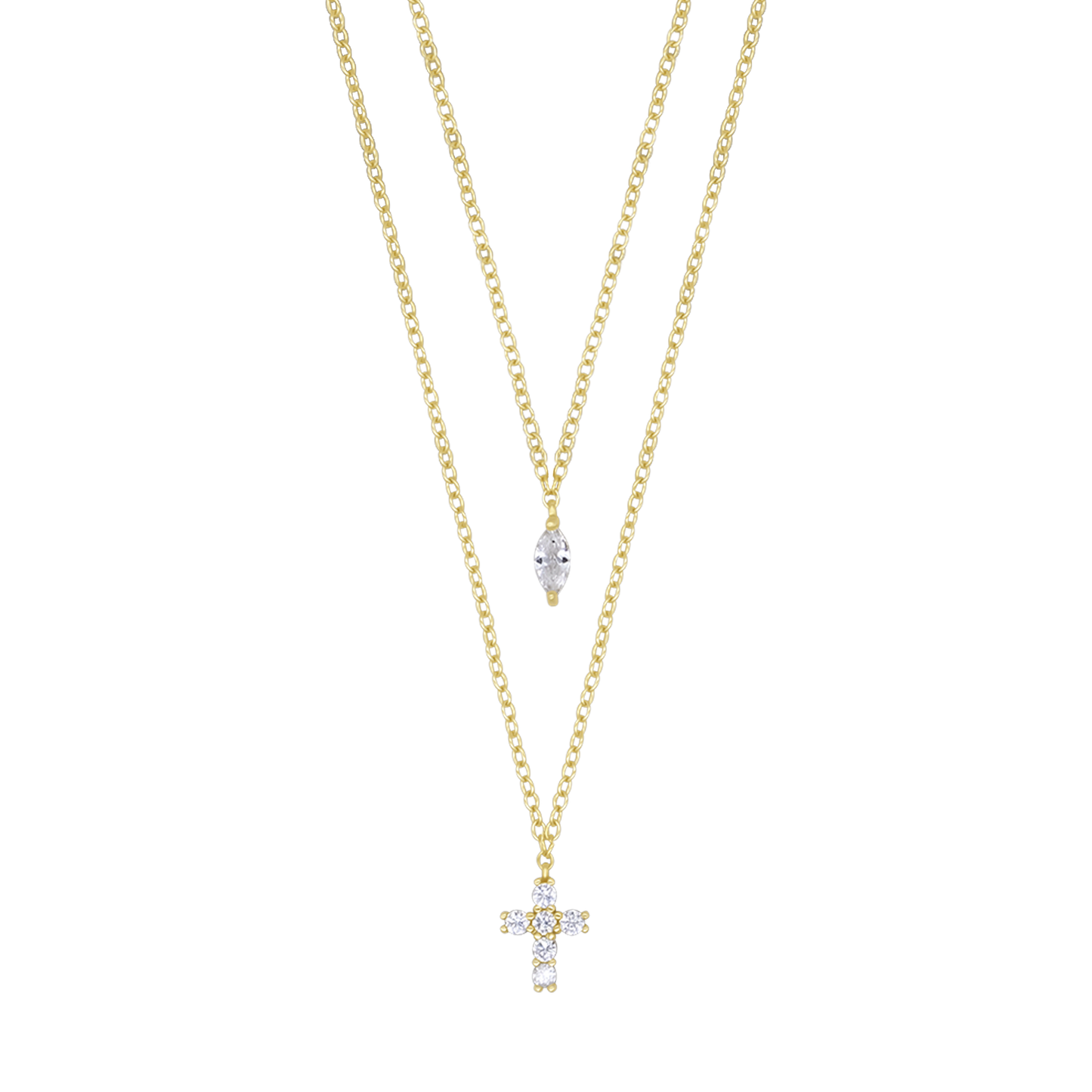ZIRKONIA KRUIS KETTING - GOUDEN ZILVER
