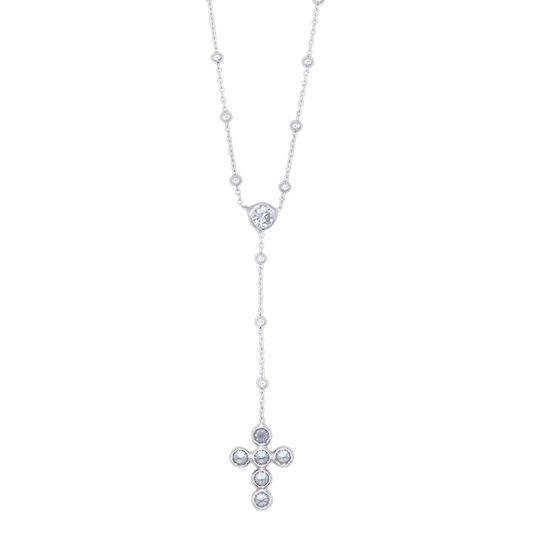 CROSS NECKLACE - ZIRCONIA AND SILVER