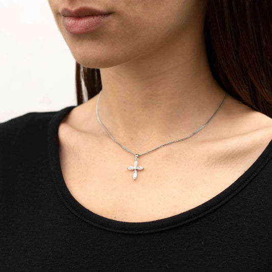 ZIRCONIA CROSS PENDANT - SILVER