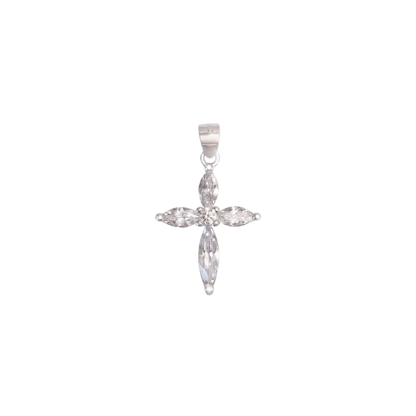 ZIRKONIA KRUIS HANGER - ZILVER