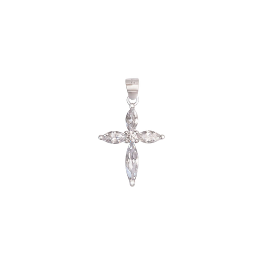ZIRCONIA CROSS PENDANT - SILVER
