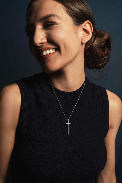 CROSS PENDANT - SILVER AND ZIRCONIA